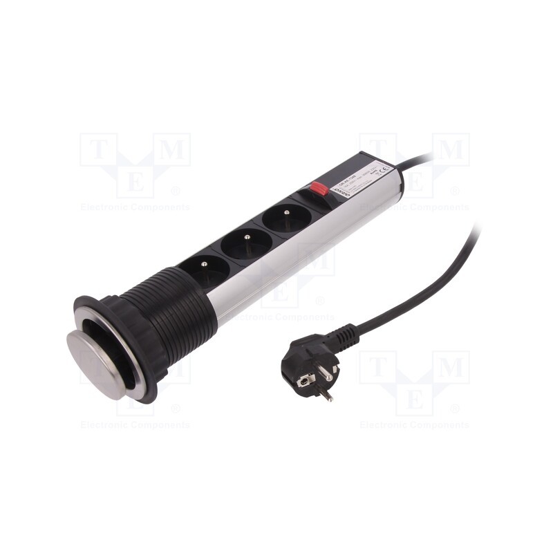 1 pcs x ORNO - OR-AE-1348 - Plug socket strip: furniture, IP20, 16A, 3680W, steel, 250VAC