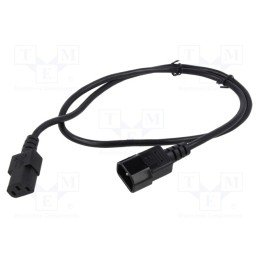 1 pcs x Qualtek Electronics - 319002-T01 - Cable, 3x1mm2, 3x17AWG, IEC C13 female,IEC C14 male, PVC, 1m, 10A