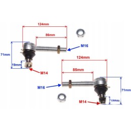 Upper wishbone pin ends for quad 200 2 pcs