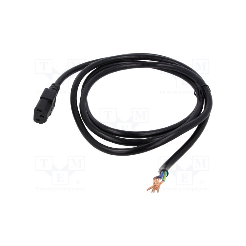 1 pcs x Qualtek Electronics - 315005-01 - Cable, 3x18AWG, IEC C13 female,wires, PVC, 2m, black, 10A, 125V