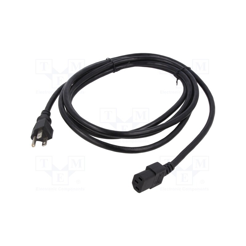 1 pcs x Qualtek Electronics - 312021-01 - Cable, 3x18AWG, IEC C13 female,NEMA 5-15 (B) plug, PVC, 2.3m