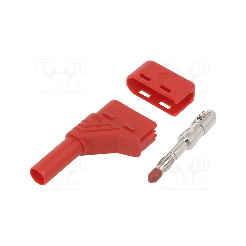 1 pcs x HIRSCHMANN T&M - LAS S W RT - Plug, 4mm banana, 24A, 1kVDC, red, insulated,angled, 0.5÷1.5mm2
