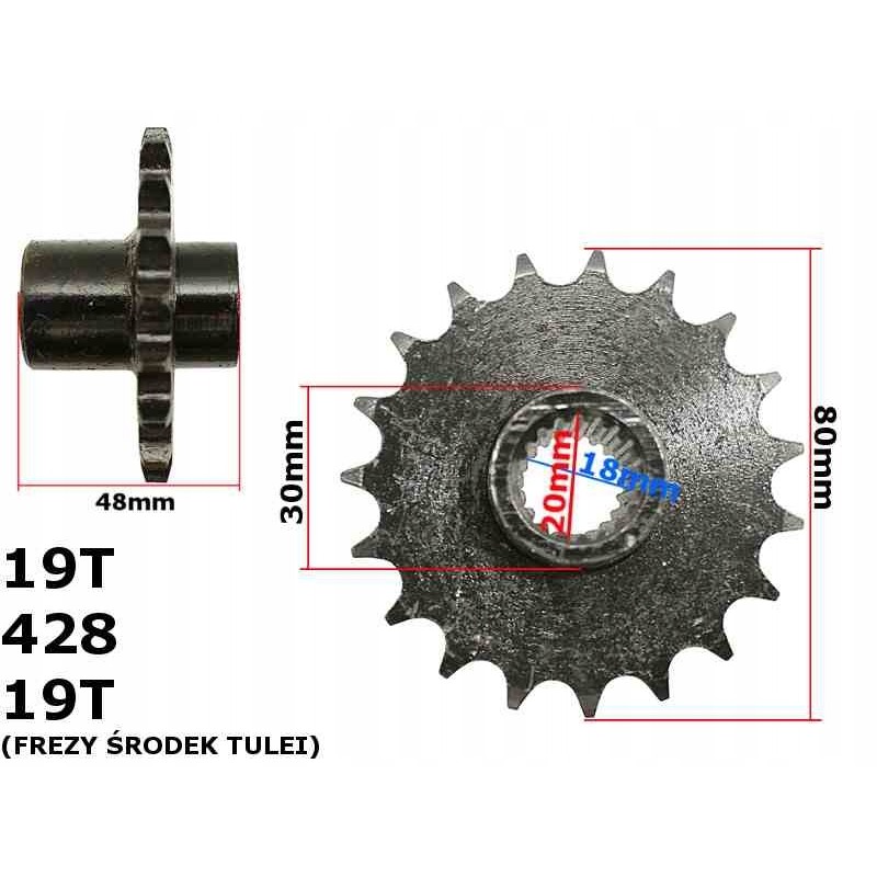 Front sprocket atv 150 19z with sleeve small shaft hb