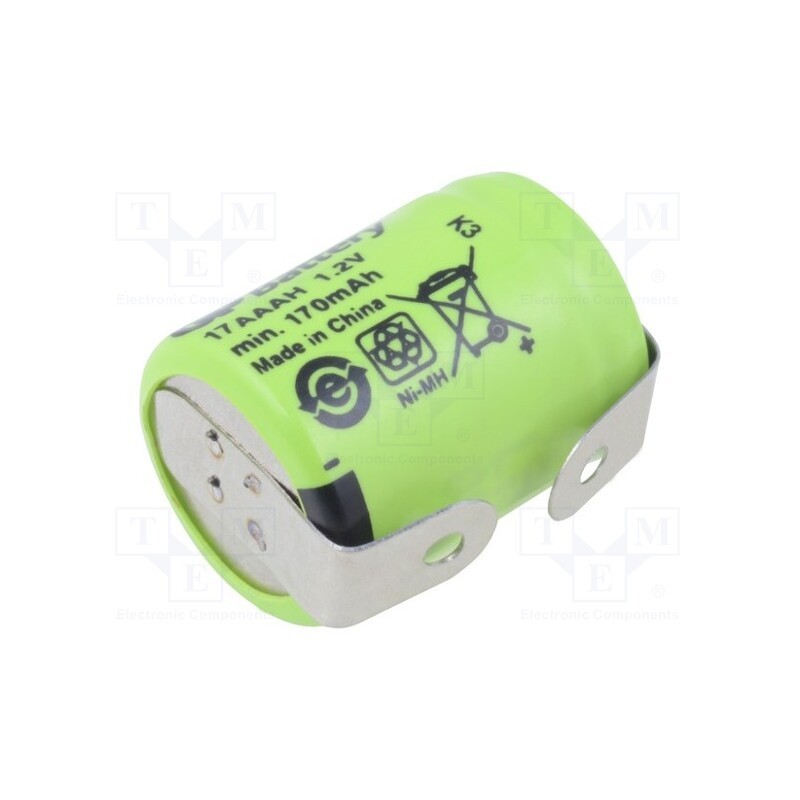1 pcs x GP - 17AAAH - Re-battery: Ni-MH, 1/3AAA,1/3R03, 1.2V, 170mAh, soldering lugs
