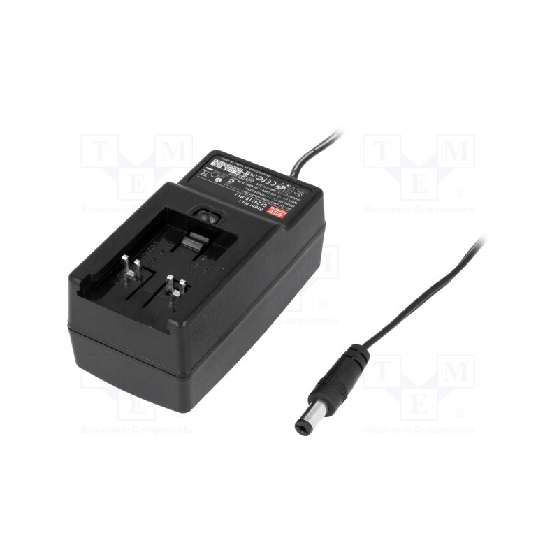 1 pcs x MEAN WELL - GE24I18-P1J - Power supply: switched-mode, plug, 18VDC, 1.33A, 24W, Out: 5,5/2,1