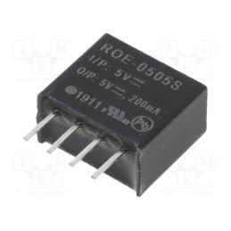 1 pcs x RECOM - ROE-0505S - Converter: DC/DC, 1W, Uin: 4.5÷5.5V, Uout: 5VDC, Iout: 200mA, SIP4