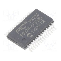 1 pcs x MICROCHIP TECHNOLOGY - PIC32MX220F032B-I/SS - IC: PIC microcontroller, 32kB, 2.3÷3.6VDC, SMD, SSOP28, PIC32