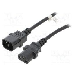1 pcs x Goobay - 95125 - Cable, IEC C13 female,IEC C14 male, PVC, 1m, black, 10A, 250V