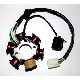 Six-coil magneto stator with 6 coils for a quad bike