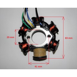 Six-coil magneto stator with 6 coils for a quad bike
