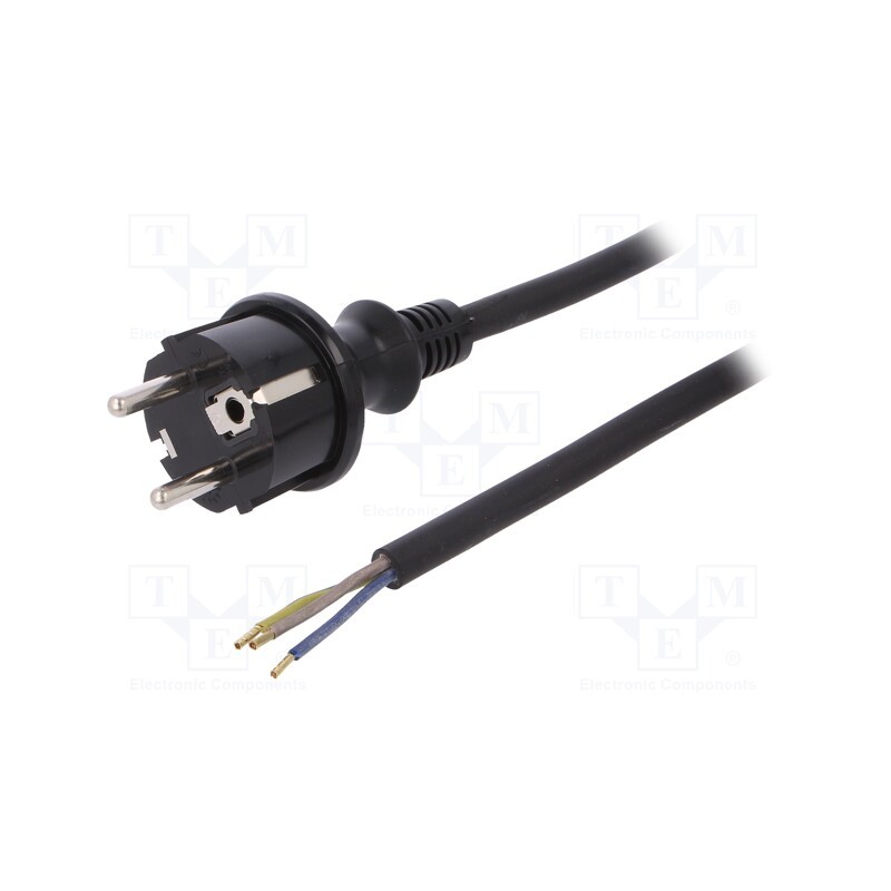 1 pcs x PLASTROL - W-97208 - Cable, 3x1mm2, CEE 7/7 (E/F) plug,wires,SCHUKO plug, rubber, 3m