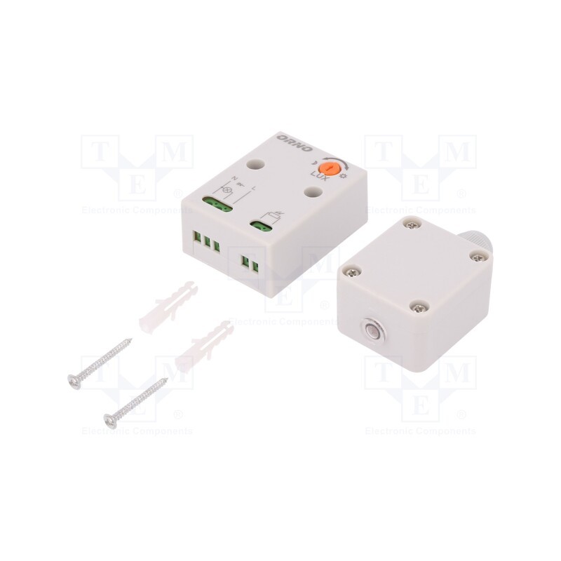 1 pcs x ORNO - OR-CR-232 - Twilight switch, wall mount, 230VAC, SPST-NO, IP20,IP65, 15A