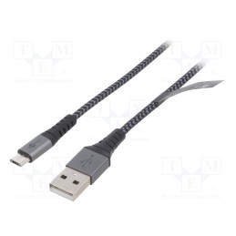 1 pcs x Goobay - 49283 - Cable, USB 2.0, USB A plug,USB B micro plug, 2m, 480Mbps, textile