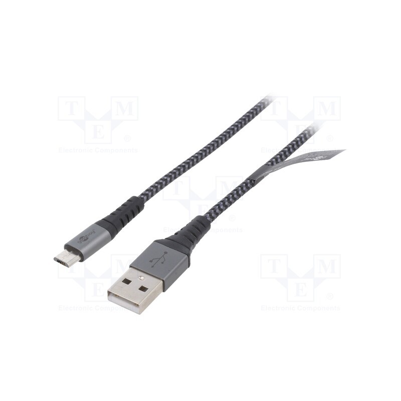 1 pcs x Goobay - 49283 - Cable, USB 2.0, USB A plug,USB B micro plug, 2m, 480Mbps, textile