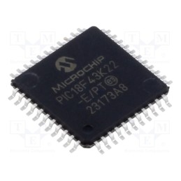1 pcs x MICROCHIP TECHNOLOGY - PIC18F43K22-E/PT - IC: PIC microcontroller, 64MHz, 2.3÷5.5VDC, SMD, TQFP44, PIC18