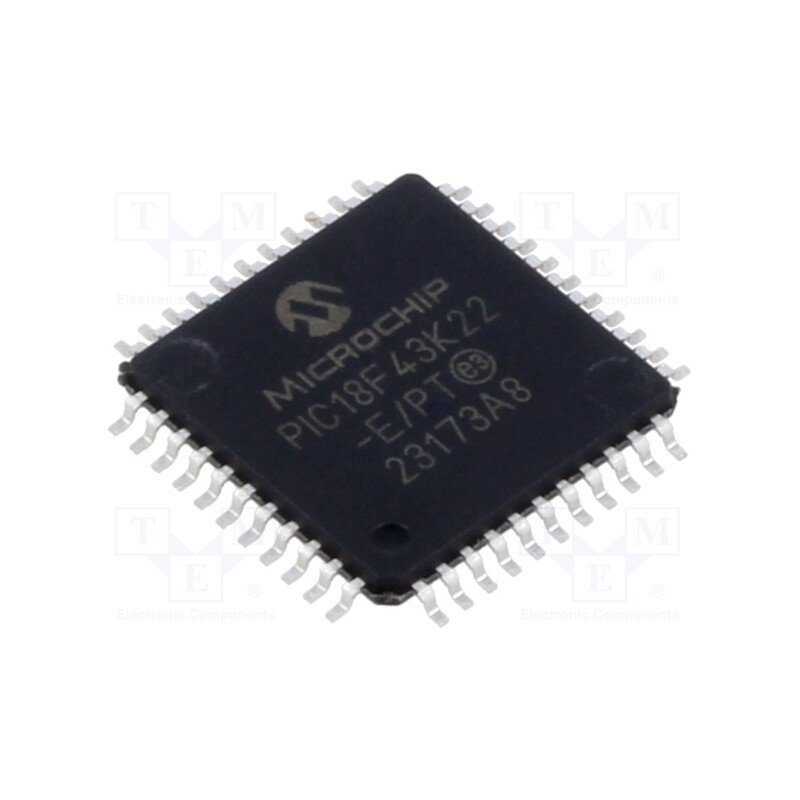 1 pcs x MICROCHIP TECHNOLOGY - PIC18F43K22-E/PT - IC: PIC microcontroller, 64MHz, 2.3÷5.5VDC, SMD, TQFP44, PIC18