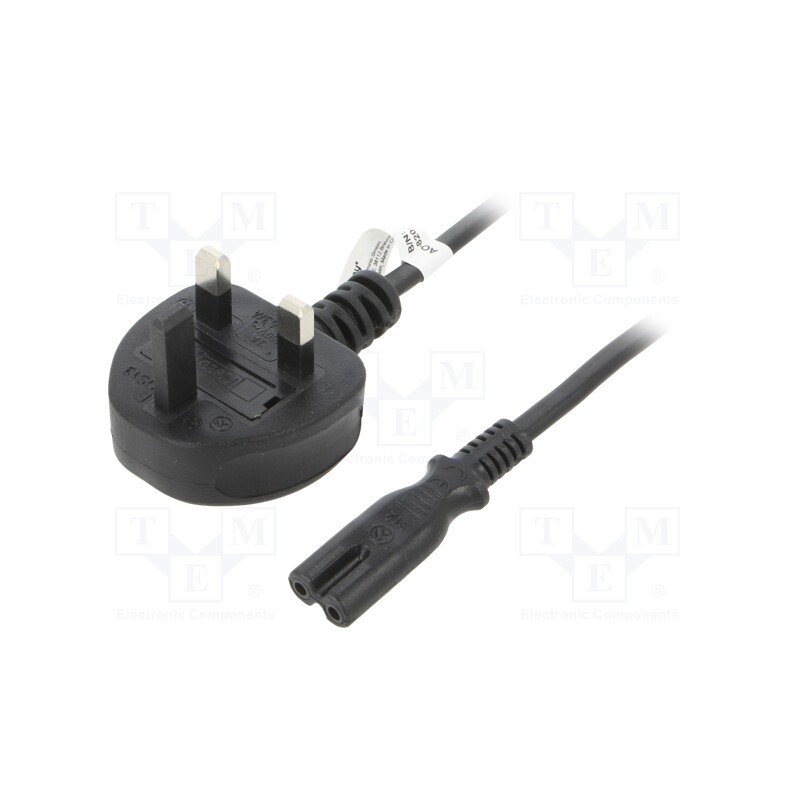 1 pcs x Goobay - 93959 - Cable, BS 1363 (G) plug,IEC C7 female, PVC, 1.8m, black, 2.5A