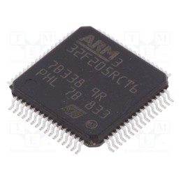 1 pcs x STMicroelectronics - STM32F205RCT6 - IC: ARM microcontroller, 120MHz, LQFP64, 1.8÷3.6VDC, -40÷85°C