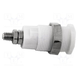 1 pcs x MUELLER ELECTRIC - BU-P72930-9 - 4mm banana, 36A, 1kV, white, nickel plated, on panel,screw, brass