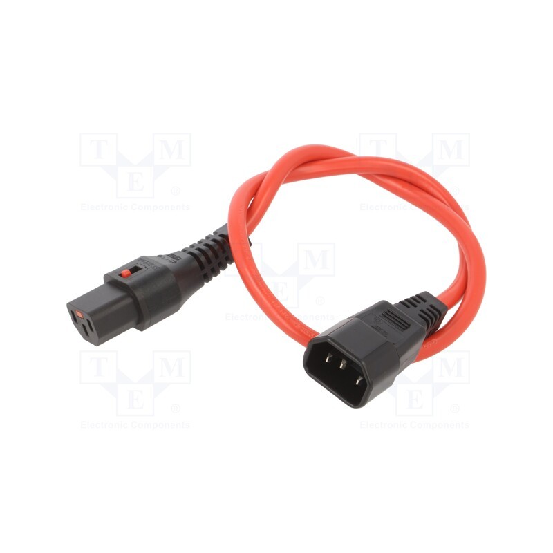 1 pcs x SCHAFFNER - IL13-C14-H05-3100-050-R - Cable, IEC C13 female,IEC C14 male, 0.5m, with IEC LOCK locking