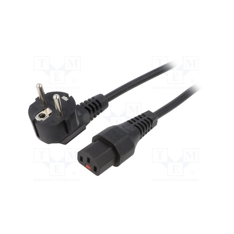 1 pcs x SCHAFFNER - IL13-EU1-H05-3100-400 - Cable, CEE 7/7 (E/F) plug angled,IEC C13 female, 4m, black, 10A