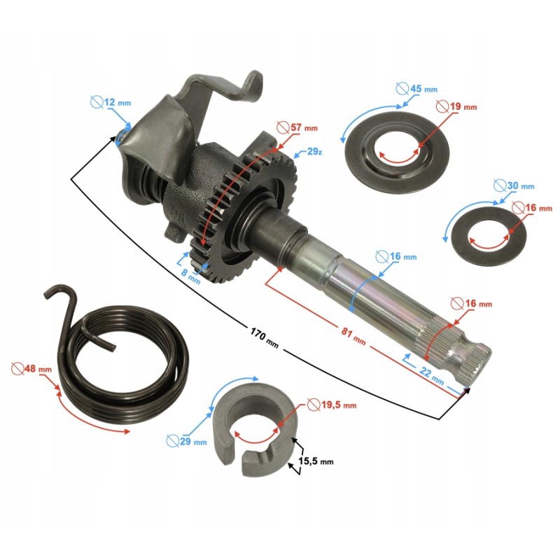 Foot starter shaft db250 mzk