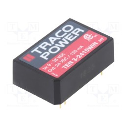 1 pcs x TRACO POWER - TEN 3-2415WIN - Converter: DC/DC, 3W, Uin: 9÷36V, Uout: 24VDC, Iout: 125mA, DIP24