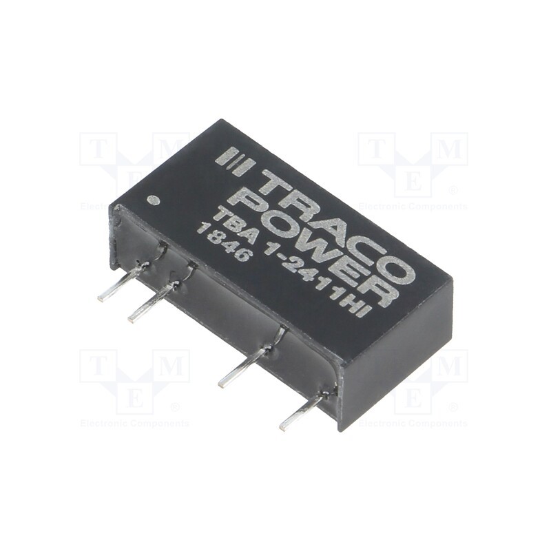 1 pcs x TRACO POWER - TBA 1-2411HI - Converter: DC/DC, 1W, Uin: 21.6÷26.4V, Uout: 5VDC, Iout: 200mA, SIP7