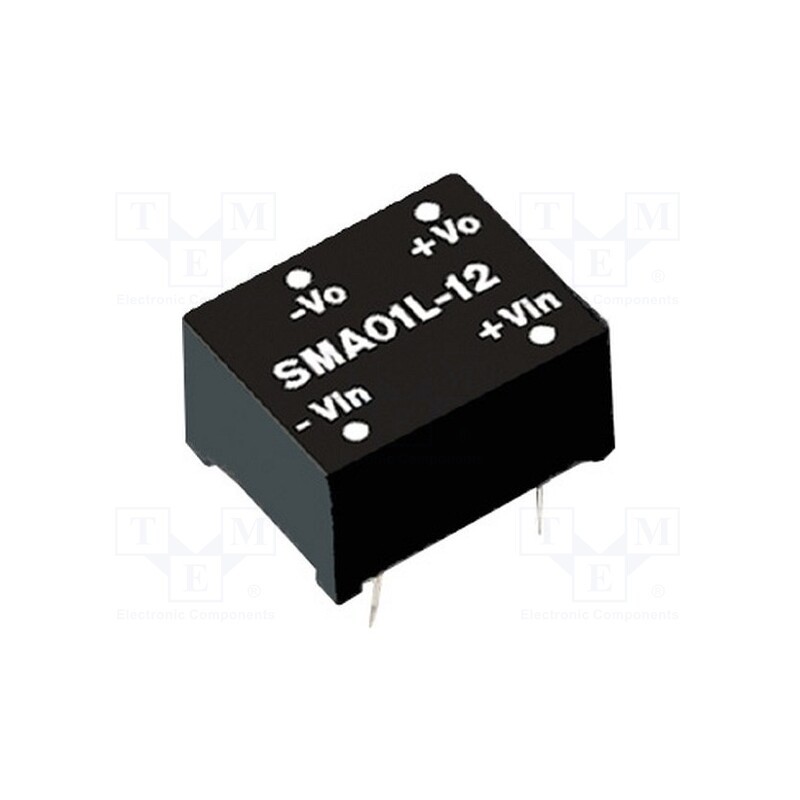 1 pcs x MEAN WELL - SMA01M-15 - Converter: DC/DC, 1W, Uin: 10.8÷13.2V, Uout: 15VDC, Iout: 67mA, THT