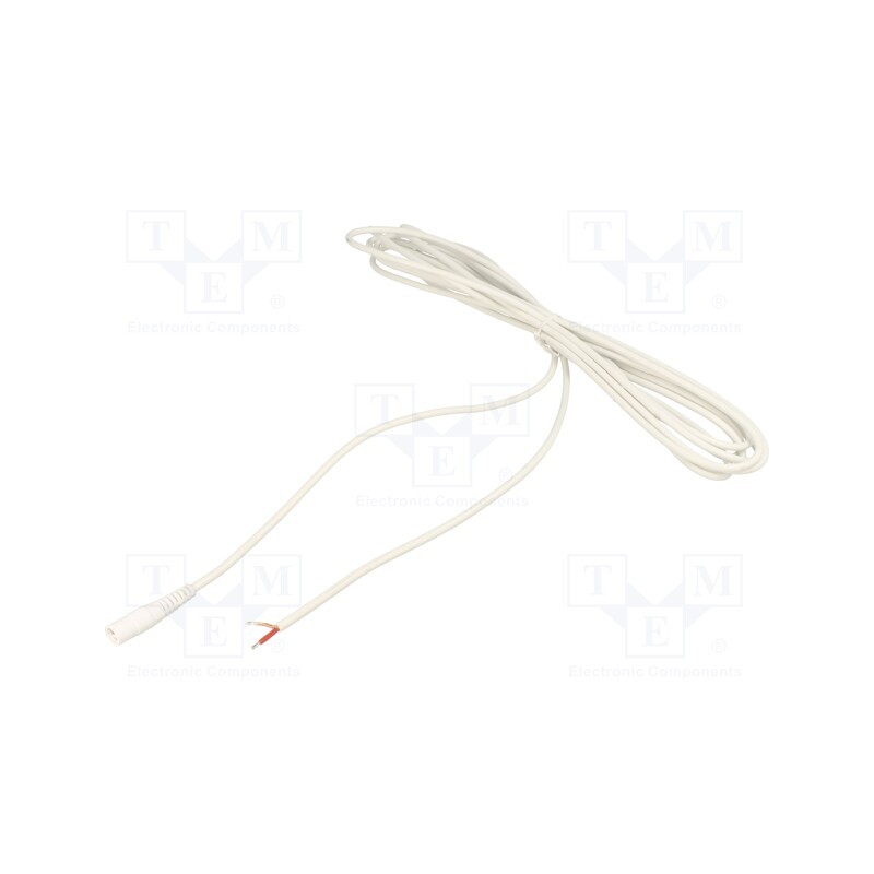 1 pcs x WEST POL - S21-TT-C100-500WH - Cable, 1x1mm2, wires,DC 5,5/2,1 socket, straight, white, 5m