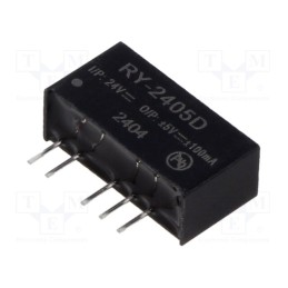 1 pcs x RECOM - RY-2405D - Converter: DC/DC, 1W, Uin: 22.8÷25.2V, Uout: 5VDC, Uout2: -5VDC, SIP7
