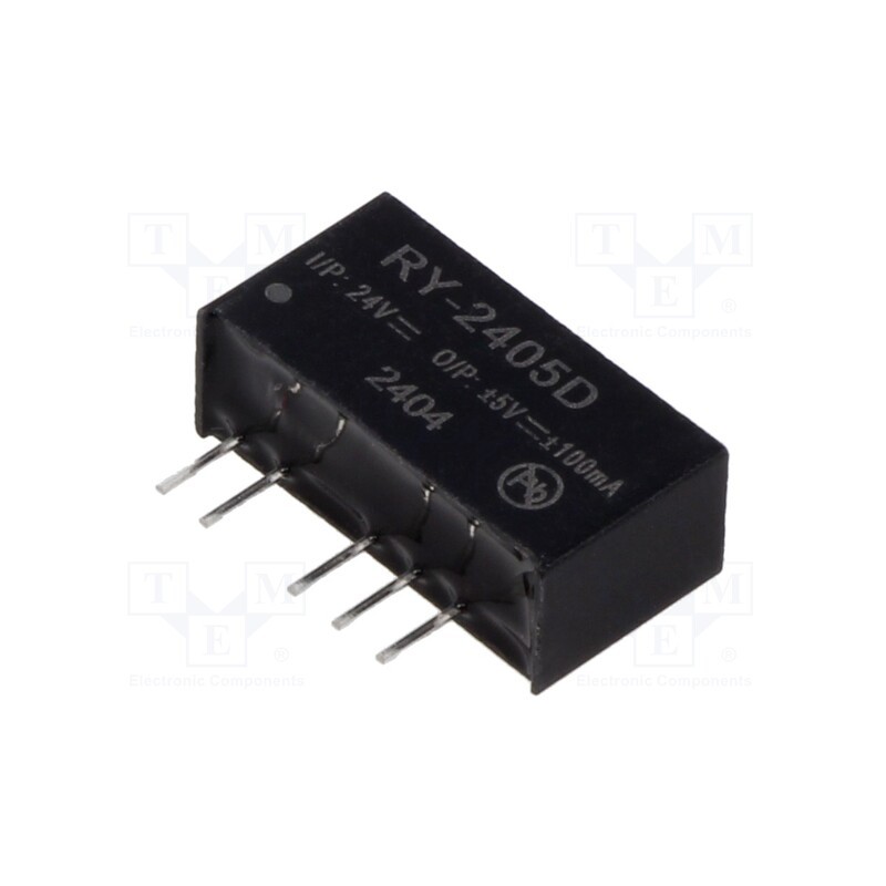 1 pcs x RECOM - RY-2405D - Converter: DC/DC, 1W, Uin: 22.8÷25.2V, Uout: 5VDC, Uout2: -5VDC, SIP7