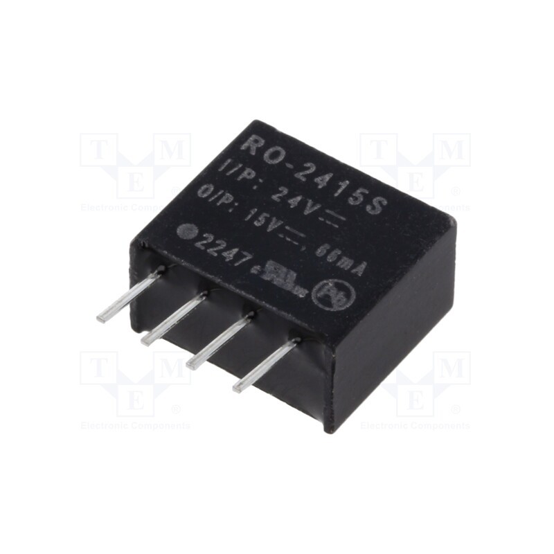 1 pcs x RECOM - RO-2415S - Converter: DC/DC, 1W, Uin: 21.6÷26.4V, Uout: 15VDC, Iout: 66mA, SIP4
