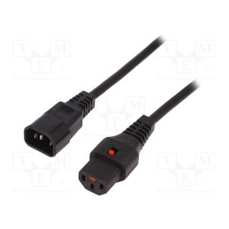 1 pcs x IEC LOCK - IEC-PC1021 - Cable, IEC C13 female,IEC C14 male, PVC, 2m, black, 10A, 250V