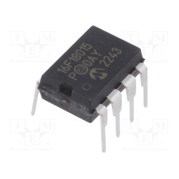 1 pcs x MICROCHIP TECHNOLOGY - PIC16F18015-I/P - IC: PIC microcontroller, 14kB, ADC,DAC,EUSART,I2C / SPI, THT