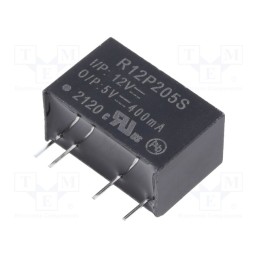 1 pcs x RECOM - R12P205S - Converter: DC/DC, 2W, Uin: 10.8÷13.2V, Uout: 5VDC, Iout: 400mA, SIP7