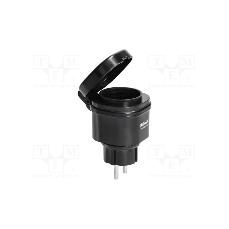 1 pcs x ORNO - OR-SH-1733(GS) - Power socket, plug-in, 230VAC, IP44, 30m, Control: wireless, black
