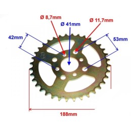 Bashan atv 250 rear sprocket 36z chain 520h