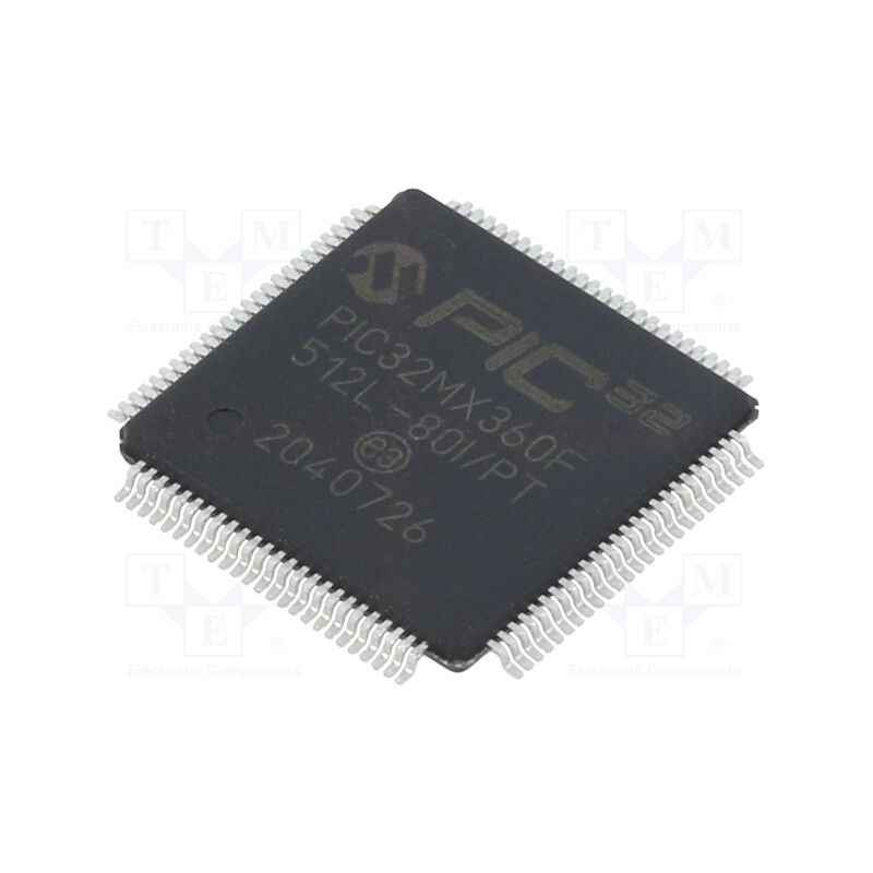 1 pcs x MICROCHIP TECHNOLOGY - PIC32MX360F512L-80I/PT - IC: PIC microcontroller, 512kB, 2.3÷3.6VDC, SMD, TQFP100, PIC32