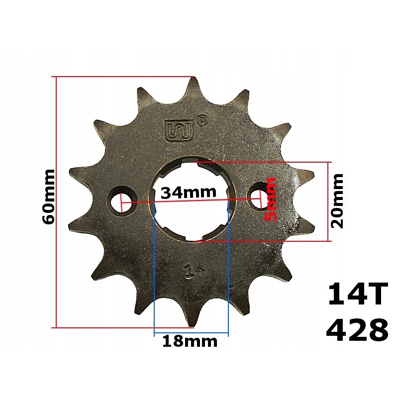 Front sprocket CG 150 CG 200 428 14 teeth