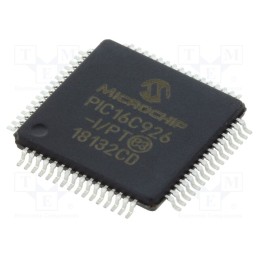 1 pcs x MICROCHIP TECHNOLOGY - PIC16C926-I/PT - IC: PIC microcontroller, 14kB, 20MHz, I2C,SSP, 2.5÷5.5VDC, SMD