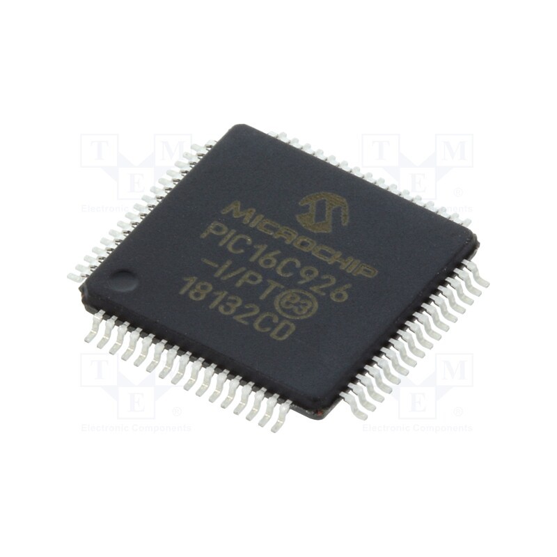 1 pcs x MICROCHIP TECHNOLOGY - PIC16C926-I/PT - IC: PIC microcontroller, 14kB, 20MHz, I2C,SSP, 2.5÷5.5VDC, SMD