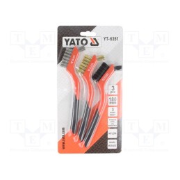 1 set x YATO - YT-6351 - Brush, wire, brass,polyamide,stainless steel, ABS, 180mm, 3pcs.