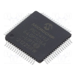 1 pcs x MICROCHIP TECHNOLOGY - PIC24HJ64GP506A-I/PT - IC: PIC microcontroller, 64kB, SMD, TQFP64, PIC24, 8kBSRAM