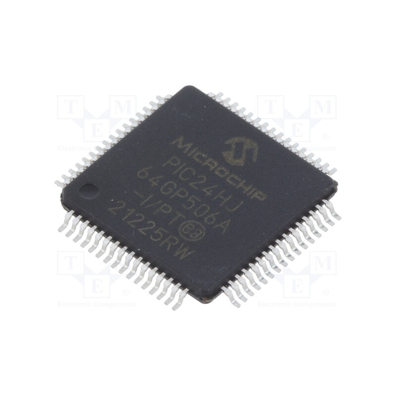 1 pcs x MICROCHIP TECHNOLOGY - PIC24HJ64GP506A-I/PT - IC: PIC microcontroller, 64kB, SMD, TQFP64, PIC24, 8kBSRAM