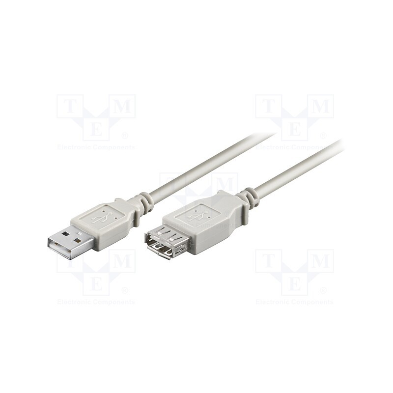 1 pcs x Goobay - 50961 - Cable, USB 2.0, USB A socket,USB A plug, 3m, grey, Core: Cu, PVC