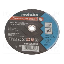 1 pcs x METABO - 616229000 - Cutting wheel, Ø: 230mm, Øhole: 22.23mm, Disc thick: 1.9mm