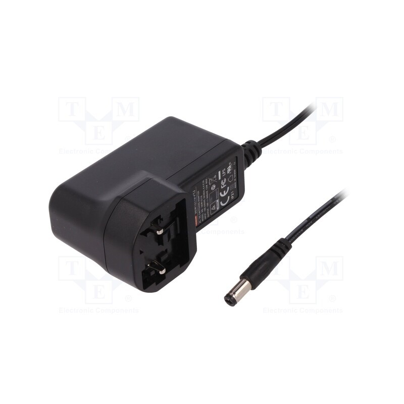 1 pcs x MEAN WELL - GEM12I18-P1J - Power supply: switched-mode, plug, 18VDC, 0.66A, 12W, Out: 5,5/2,1