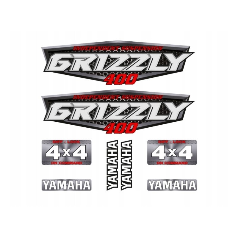 Yamaha grizzly 400 silver sticker set