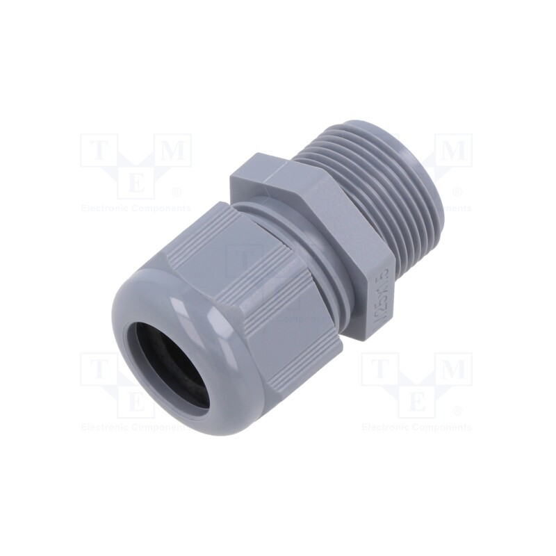 1 pcs x TE Connectivity - EP-SG-M25-GR-B - Cable gland, without nut,with long thread, M25, 1.5, IP68, grey